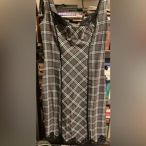 Like New — Gray Plaid Sheath with Lace Edges and Piping — Size M